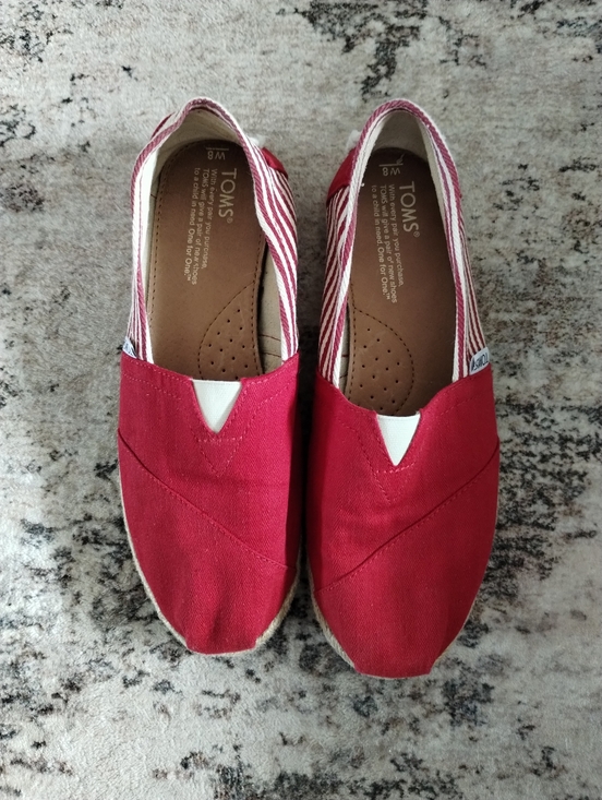 Toms Shoes - TOMS Red Canvas Espadrille Slip-Ons 8